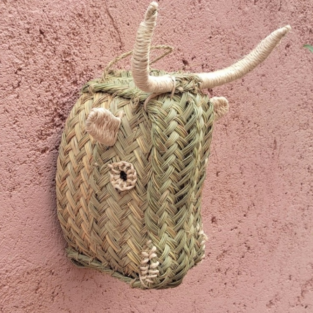 BULLHEAD➕Moroccan Straw Woven Bull Head